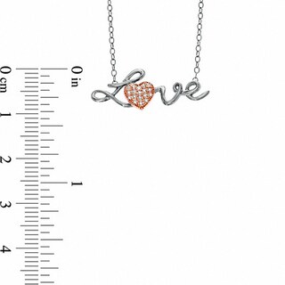 Diamond Accent LOVE Heart Pendant in Sterling Silver and 10K Rose Gold|Peoples Jewellers