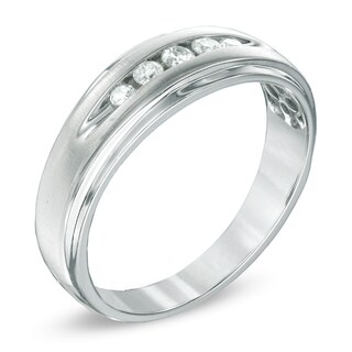 Men's 0.16 CT. T.W. Diamond Wedding Band in 10K White Gold|Peoples Jewellers
