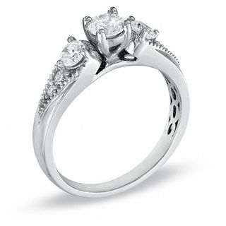 0.75 CT. T.W. Diamond Three Stone Engagement Ring in 14K White Gold|Peoples Jewellers