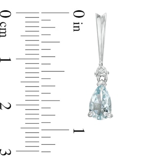 Pear-Shaped Aquamarine and Diamond Accent Stick Pendant and Earrings Set in Sterling Silver|Peoples Jewellers