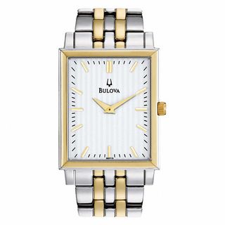 Men's Bulova Two-Tone Watch with Tonneau White Dial (Model: 98A115)|Peoples Jewellers