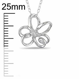 Diamond Accent Open Flower Pendant in Sterling Silver|Peoples Jewellers