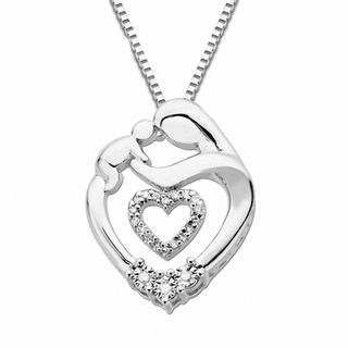 0.06 CT. T.W. Diamond Motherly Love Heart Pendant in Sterling Silver|Peoples Jewellers