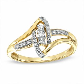 0.20 CT. T.W. Diamond Marquise Bypass Ring in 10K Gold|Peoples Jewellers