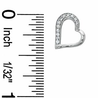 0.16 CT. T.W. Diamond Tilted Heart Stud Earrings in Sterling Silver|Peoples Jewellers
