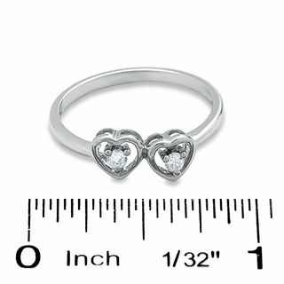 0.10 CT. T.W. Diamond Double Heart Promise Ring in 10K White Gold|Peoples Jewellers