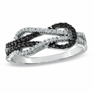 0.25 CT. T.W. Black and White Diamond Infinity Ring in 10K White Gold|Peoples Jewellers