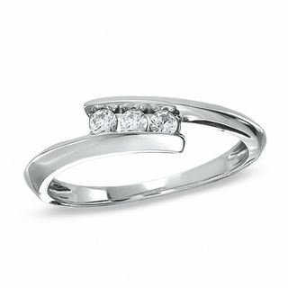 0.20 CT. T.W. Diamond Three Stone Bypass Ring in 10K White Gold|Peoples Jewellers