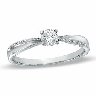 0.16 CT. Diamond Solitaire Tapered Promise Ring in 10K White Gold|Peoples Jewellers