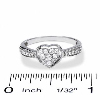 0.25 CT. T.W. Heart-Shaped Diamond Frame Promise Ring in 10K White Gold|Peoples Jewellers