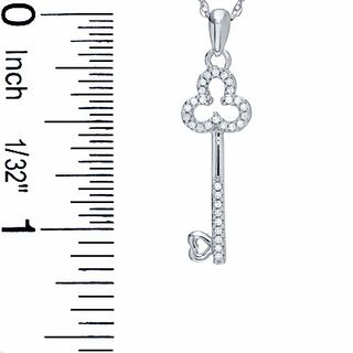 0.10 CT. T.W. Diamond Mini Clover Key Pendant in Sterling Silver|Peoples Jewellers