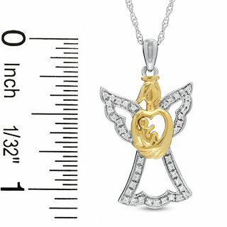 0.16 CT. T.W. Diamond Angel Motherly Love Pendant in Sterling Silver and 18K Gold Plate|Peoples Jewellers