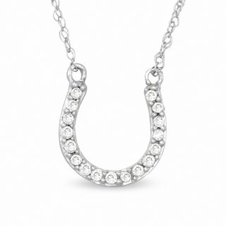 0.10 CT. T.W. Diamond Horseshoe Necklace in 10K White Gold|Peoples Jewellers