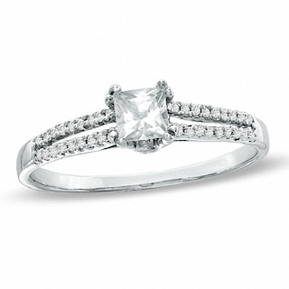 0.33 CT. T.W. Princess-Cut Diamond Split Shank Engagement Ring in 10K White Gold|Peoples Jewellers