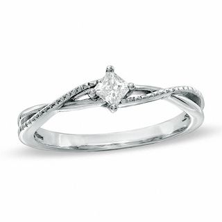 0.20 CT. Princess-Cut Diamond Twine Promise Ring in 10K White Gold|Peoples Jewellers