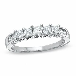 0.75 CT. T.W. Princess-Cut Diamond Nine Stone Band in 10K White Gold|Peoples Jewellers