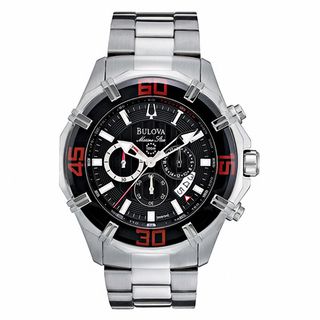 Men's Bulova Marine Star Chronograph Watch with Round Black Dial (Model: 96B154)|Peoples Jewellers