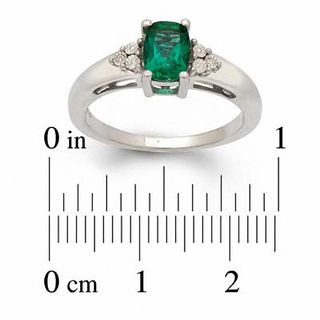 Emerald-Cut Lab-Created Emerald and Diamond Accent Pendant, Ring and Earrings Set in Sterling Silver - Size 7|Peoples Jewellers