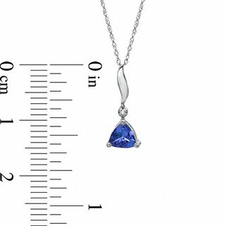 5.0mm Trillion-Cut Tanzanite and Diamond Accent Pendant in 10K White Gold|Peoples Jewellers