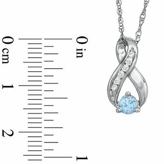 4.0mm Aquamarine and 0.10 CT. T.W. Diamond Infinity Loop Pendant in Sterling Silver|Peoples Jewellers