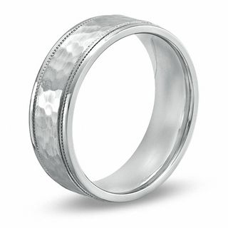 Men's 7.5mm Comfort Fit Hammered Cobalt Wedding Band - Size 10|Peoples Jewellers