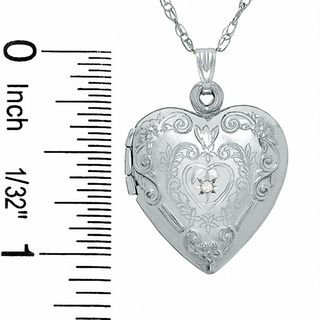 Diamond Accent Floral Heart Locket in 10K White Gold|Peoples Jewellers