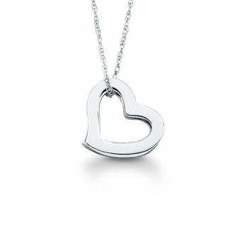 Floating Heart Pendant in 10K White Gold|Peoples Jewellers