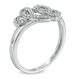 0.10 CT. T.W. Diamond Triple Heart Promise Ring in Sterling Silver|Peoples Jewellers