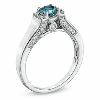 0.75 CT. T.W. Enhanced Blue and White Diamond Engagement Ring in 14K White Gold|Peoples Jewellers