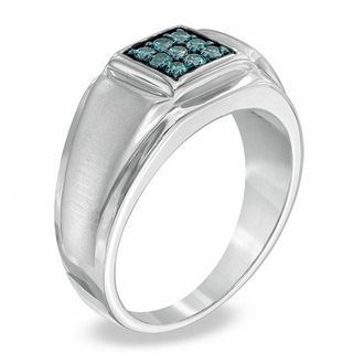 Men's 0.25 CT. T.W. Enhanced Blue Diamond Ring in Sterling Silver|Peoples Jewellers