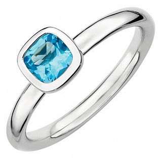 Stackable Expressions™ 5.0mm Cushion-Cut Topaz Ring in Sterling Silver|Peoples Jewellers