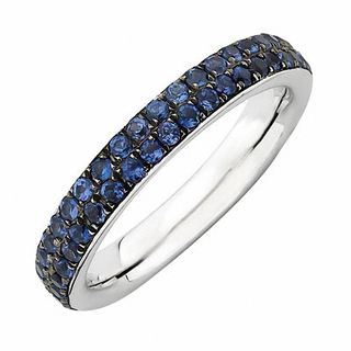 Stackable Expressions™ Lab-Created Blue Sapphire Two Row Eternity Ring in Sterling Silver|Peoples Jewellers