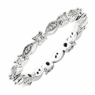 Stackable Expressions™ 0.15 CT. T.W. Diamond Pavé Eternity Ring in Sterling Silver|Peoples Jewellers