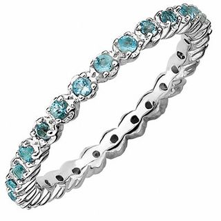 Stackable Expressions™ Blue Topaz Prong-Set Eternity Ring in Sterling Silver|Peoples Jewellers
