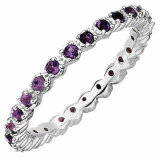 Stackable Expressions™ Amethyst Prong-Set Eternity Ring in Sterling Silver|Peoples Jewellers