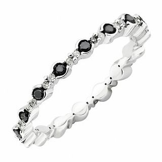 Stackable Expressions™ 0.34 CT. T.W. Enhanced Black and White Diamond Eternity Ring in Sterling Silver|Peoples Jewellers