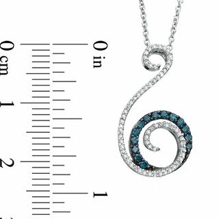 0.33 CT. T.W. Enhanced Blue and White Diamond Swirl Drop Pendant in Sterling Silver|Peoples Jewellers