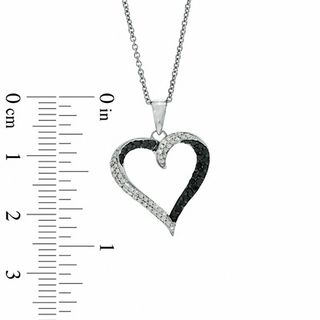0.33 CT. T.W. Enhanced Black and White Diamond Inside-Out Heart Pendant in 10K White Gold|Peoples Jewellers