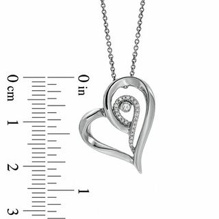 0.07 CT. T.W. Diamond Tilted Heart Pendant in Sterling Silver|Peoples Jewellers