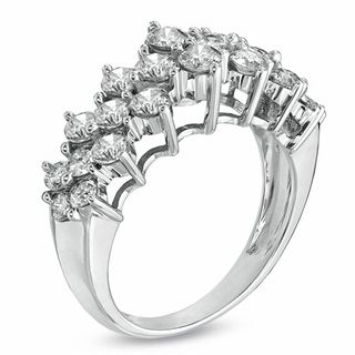 2.00 CT. T.W. Diamond Cluster Double Row Band in 10K White Gold|Peoples Jewellers