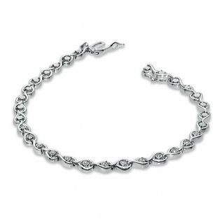 0.10 CT. T.W. Diamond Open Teardrop Link Bracelet in Sterling Silver|Peoples Jewellers