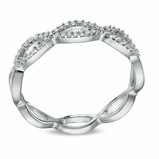 0.16 CT. T.W. Diamond Twisted Ring in 10K White Gold|Peoples Jewellers
