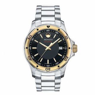 Men's Movado Series 800 Two-Tone Stainless Steel Watch with Round Black Dial (Model: 2600088)|Peoples Jewellers