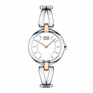 Ladies' ESQ Movado Corbel Two-Tone Bangle Watch with White Dial (Model: )|Peoples Jewellers