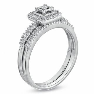 0.34 CT. T.W. Diamond Square Frame Bridal Set in 10K White Gold|Peoples Jewellers