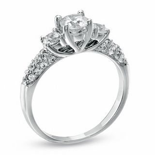 1.00 CT. T.W. Diamond Three Stone Engagement Ring in 10K White Gold|Peoples Jewellers