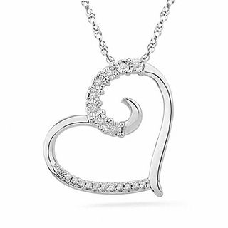 Diamond Accent Swirl Heart Pendant in Sterling Silver|Peoples Jewellers