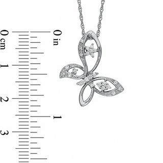 0.16 CT. T.W. Diamond Butterfly with Star Wings Pendant in Sterling Silver|Peoples Jewellers