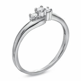 0.16 CT. T.W. Diamond Three Stone Bypass Promise Ring in Sterling Silver|Peoples Jewellers