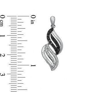 0.50 CT. T.W. Enhanced Black and White Diamond Wave Drop Earrings in Sterling Silver|Peoples Jewellers